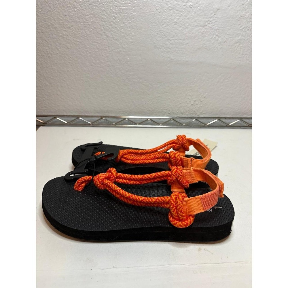 No Boundaries Women's Orange Black Rope Sandals Flat Strap Shoes Size 7 New NWOT